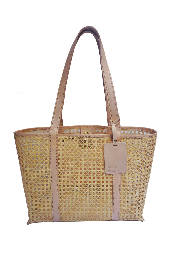 rattan handbag, real leather, straw bag