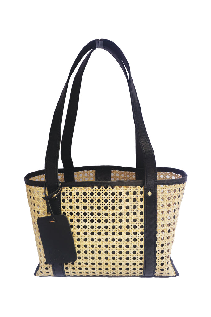 rattan handbag, real leather, straw bag