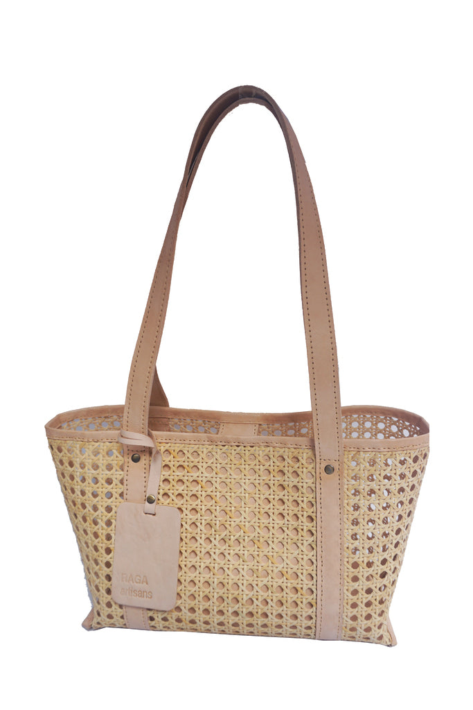 rattan handbag, real leather, straw bag